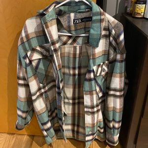 Zara green plaid oversized jacket